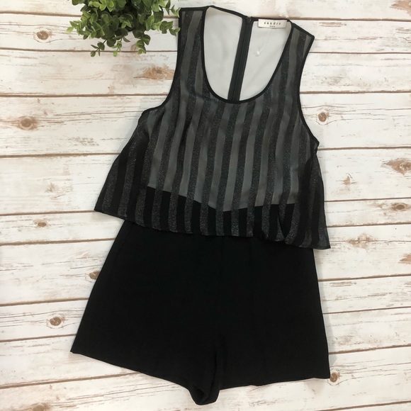 Sandro Pants - Sandro black sheer romper with shimmery detail
